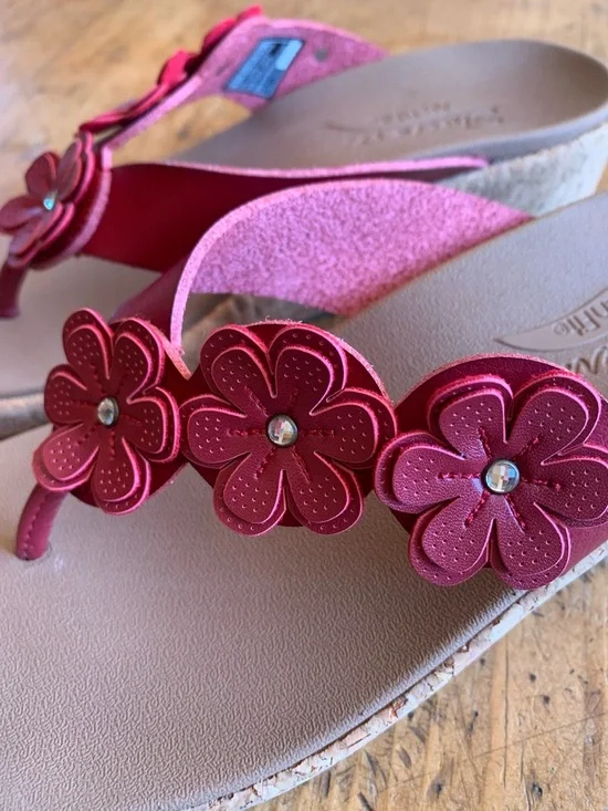 Skechers Women's Red Arch Fit Floral Slip On Sandals - Picture 13 of 16